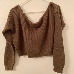 PLT Cropped off the shoulder knit sweater